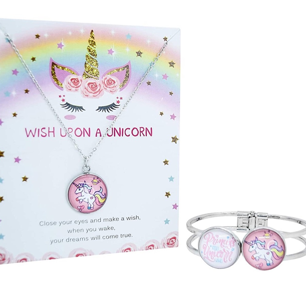 unicorn necklace + bracelet set